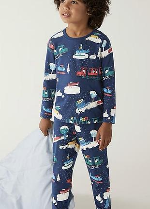 Хлопковая пижама в новогоднем стиле m&amp;s на 4-5роков