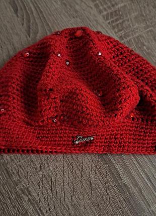 Берет жіночий guess в'язаний червоний