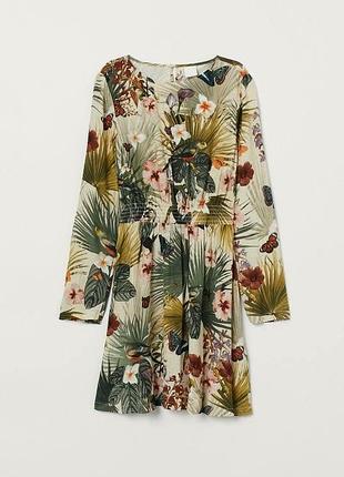 Віскозна міні сукня h&m у тропічний принт
