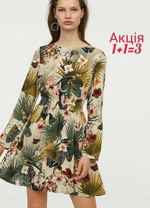 Вискозное мини платье h&amp;m в тропический принт 2