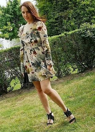 Вискозное мини платье h&amp;m в тропический принт 3