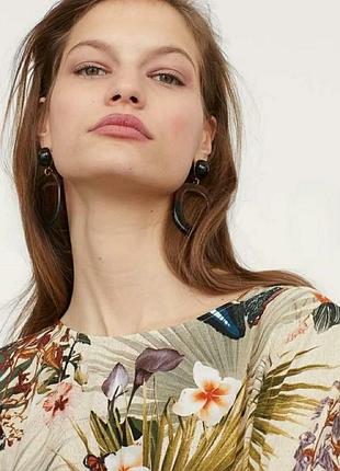 Вискозное мини платье h&amp;m в тропический принт 5