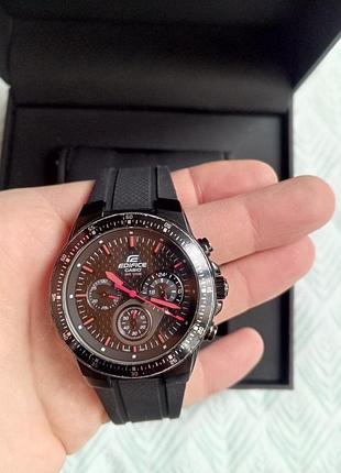Casio edifice red chronograph, годинник чоловічій, чорний хронограф