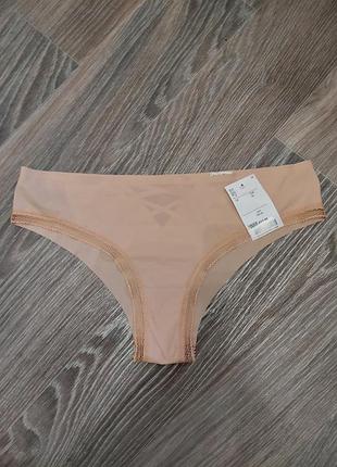 Жіночі безшовні трусики livy з мікрофібри нюдового кольору l/xl