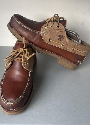 Чоловічі шкіряні туфлі топсайдери timberland men's 3-eye lug chukka boot handsewn оригінал