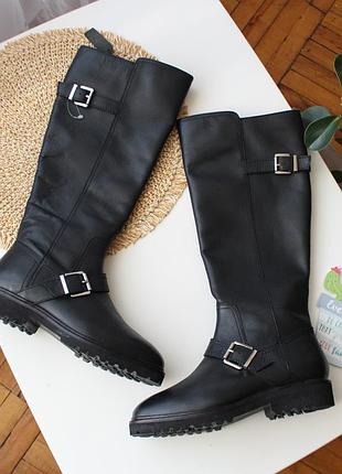 Чорні високі шкіряні демісезонні сапоги чоботи schuh darla leather нові  39 р