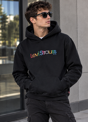 Levi's-levi strauss&co. чорне члловіче худі з капюшоном і кишенями.розмір s-м