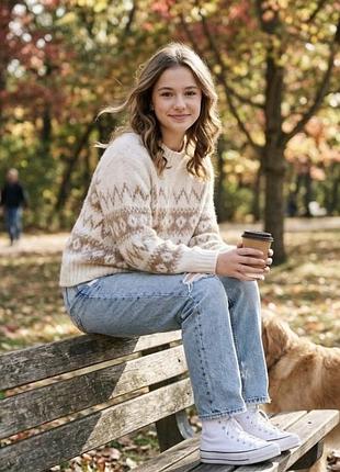 Mango теплый мягкий пушистый свитер zara крупной вязки светр zara джерси джемпер с орнаментами свитер h&m mango р.152 см