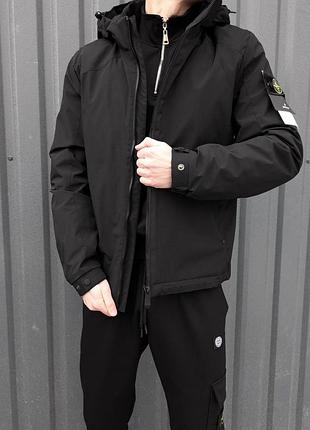 Черная демисезонная куртка stone island размер xl