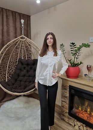Блуза блузка жіноча атласна сорочка нова біла