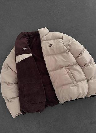 Куртка зимняя nike коричневая двусторонняя s, m, xl