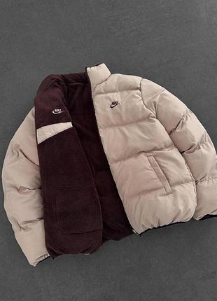 Двусторонняя куртка nike зимняя коричневая s, m, xl