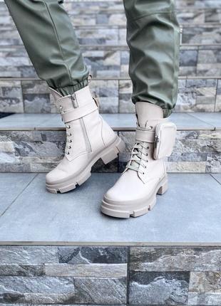 Ботинки женские m.kraft k-60 бежевые (зима кожа натуральная)5 фото