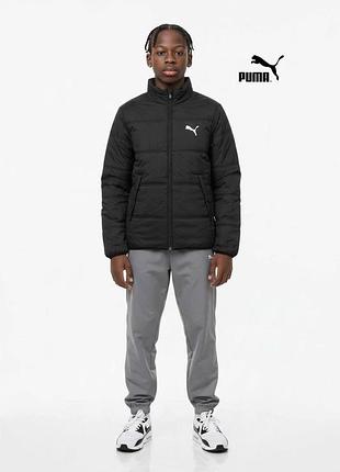 Оригинальная подростковая демисезонная куртка puma на рост 158 164 см для мальчика спортивная чёрная пума осенняя детская пуховик подростковый детский