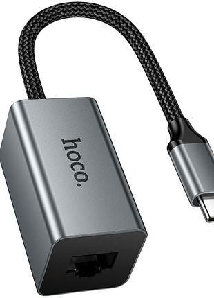 Перехідник hoco ua48 type-c to rj45 100 mbs (0.15m) metal gray