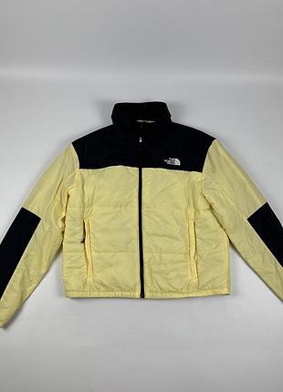 Куртка пуховик жіноча the north face жовто-чорна розмір l