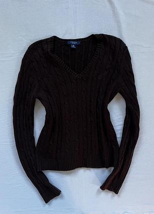 Коричневий бавовняний светр chaps ralph lauren (розмір m)