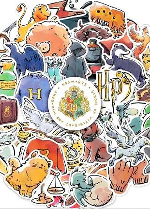 Набір наклейок для гарри потеру стикери harry potter hogwarts малюнки акварель platform 9 3/4 хоґвортс наклейки gryffindor гаррі потер