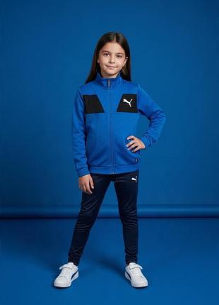 Вітровка дитяча puma синя з чорними вставками на блискавці 7-8 років