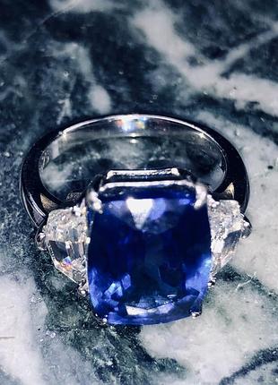 Кольцо серебро тайланд lab grow tanzanite 10,42 карат