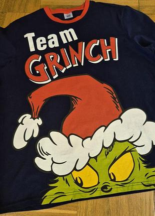 Лонгслів із довгим рукавом із принтом «team grinch» та зображенням грінча в новорічній шапці