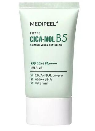 Веганський заспокійливий сонцезахисний крем medi peel phyto cica nol b5 calming vegan sun cream 50ml