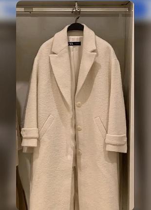 Zara😍!пальто прямого крою букле на ґудзиках/нова колекція 2026
