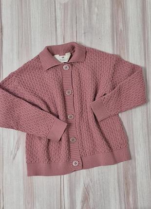 В'язана кофта h&m для дівчинки 3-4 роки 110 см рожева на ґудзиках