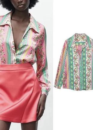 Рубашка атласная zara