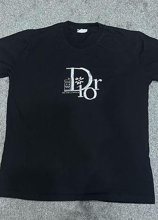 Чорна футболка dior x erl