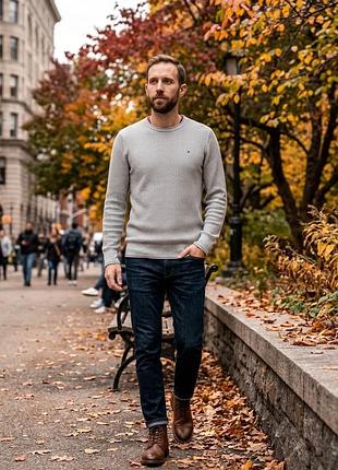 Чоловічий лонгслів / вафельний светр tommy hilfiger (розмір |) - оригінал