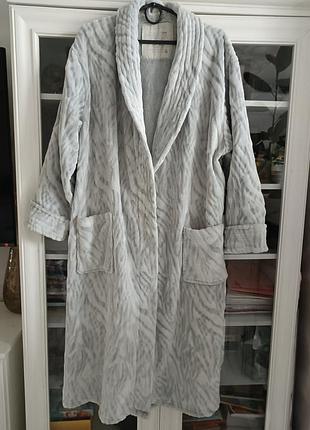 Серый теплый женский халат, размер l-xl