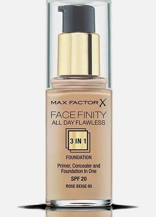 Тональний крем max factor facefinity 3-в-1 spf 20, rose beige 65