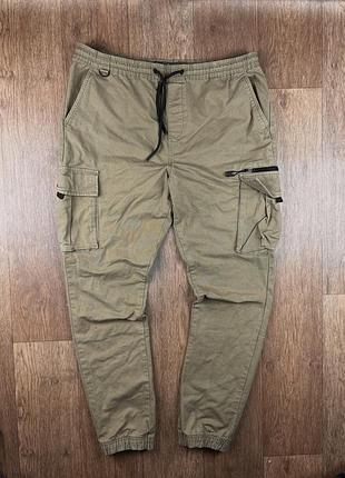 Брюки чоловічі denim co карго джогери коричневі з кишенями чоловічі штани спортивні коричневі nike rvrc adidas