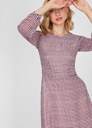 Довга жіноча сукня xxs-xs з довгим рукавом та геометричним принтом — tommy hilfiger geo fit & flare knee dress ls