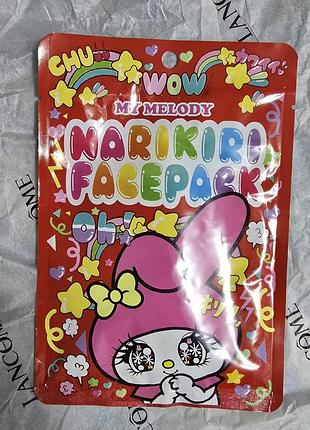 Тканинна маска для обличчя asunarosya sanrio my melody narikiri face pack (дизайн my melody). маска для обличчя