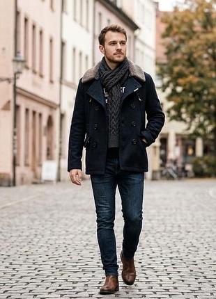 Стильне чоловіче напівпальто/бушлат superdry navy label, розмір  s-m