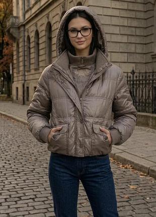 Куртка-бомбер code жіноча демісезонна сіро-коричнева розмір l