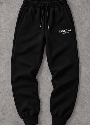 Fear of god essentials черные брюки флисовые м, состояние новое