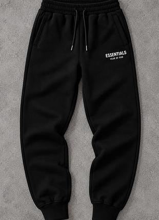 Брюки флисовые m черные fear of god essentials, новые