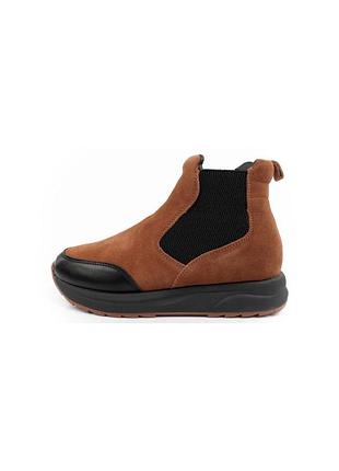 Черевики жіночі scholl beverly w коричневі челсі на платформі натуральна шкіра