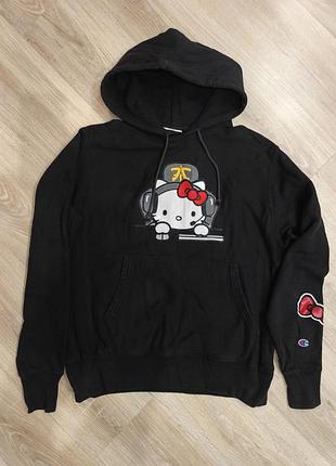 Худі жіноче champion чорне з принтом hello kitty