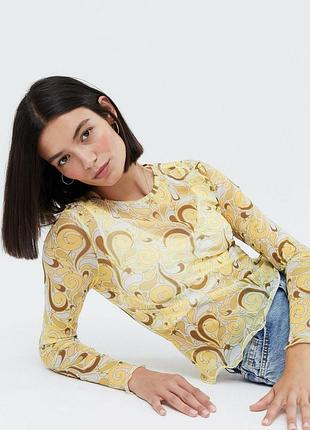 Стильный лонгслив в сеточку new look, р. 42 44 l xl 2xl, топ в сетку, прозрачный, кофта
