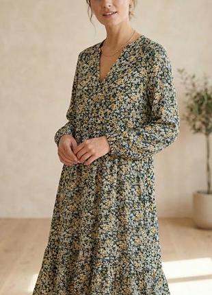 Цветочное платье миди из вискозы c&amp;a yessica empire dress (размер 38 / m)