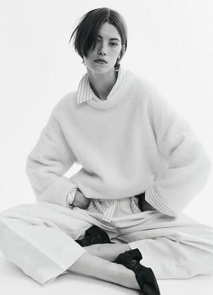 Стильний пухнастий светр оверсайз h&m edition мохер/шерсть розмір xl білий