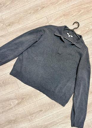 Свитер поло серый оверсайз uniqlo