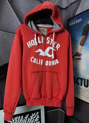 Зіп-худі hollister оригінал m червона кофта на блискавці вінтажний стиль