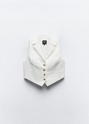 Жилетка жіноча zara лляна біла