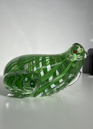 Вінтажна декоративна жабка статуетка — green ribbon art glass 🐸💚 ☝️ відправка здійснюється після повної оплати на карту.