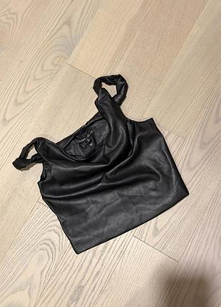 Топ жіночий forever 21 екошкіра чорний